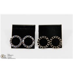 2 PAIRS OF STERLING SILVER EARRINGS W/ RHINESTONES
