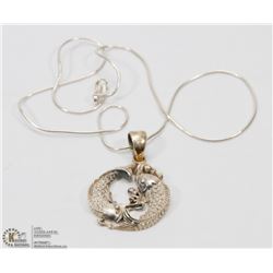 STERLING SILVER DOUBLE KOI NECKLACE.