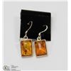 Image 1 : STERLING SILVER AND AMBER EARRINGS.