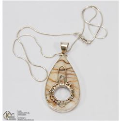STERLING SILVER JASPER PENDANT & CHAIN