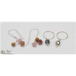 2 PAIRS OF STERLING SILVER EARRINGS W/ SEMI