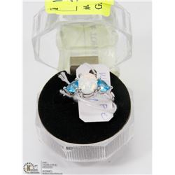 #49-TRIPLE FIRE OPAL & TOPAZ GEMSTONE RING