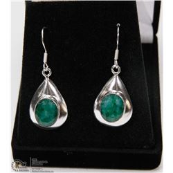 #25-NATURAL GREEN EMERALD EARRINGS