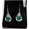 Image 1 : #25-NATURAL GREEN EMERALD EARRINGS