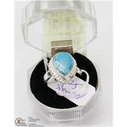 #95-NATURAL  CARIBBEAN LARIMAR GEMSTONE RING