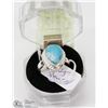 Image 1 : #95-NATURAL  CARIBBEAN LARIMAR GEMSTONE RING