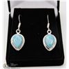Image 1 : #96-NATURAL  CARIBBEAN LARIMAR GEMSTONE EARRINGS