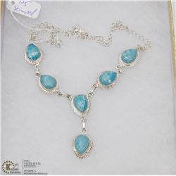 #97-NATURAL  CARIBBEAN LARIMAR GEMSTONE NECKLACE