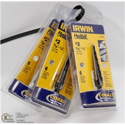 LOT OF 3 IRWIN UNIBIT #2 3/16" - 1/2"