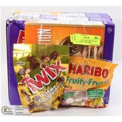 LOT OF SNACK SIZE CHOCOLATE BARS, CANDY AND MORE
