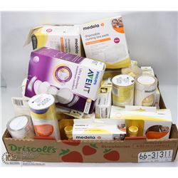 X-LARGE FLAT OF MEDELA NURSING PRODUCTS & NIPPLES,