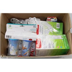BOX OF ASST PLAYTEX BOTTLES INCL DROP INS