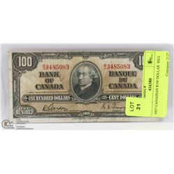 1937 CANADIAN $100 DOLLAR  BILL