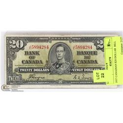 1937 CANADIAN $20 DOLLAR  BILL