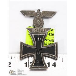 GERMAN VINTAGE IRON PIN CROSS MARKED GES GESCH