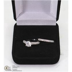 SILVER CZ WEDDING BAND SET
