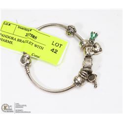 PANDORA BRACELET WITH CHARMS.