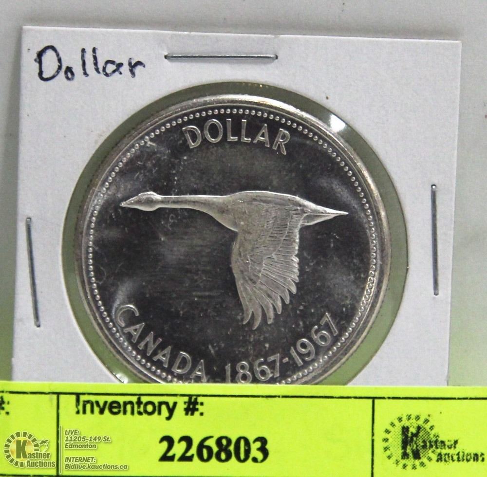 18671967 CANADIAN CENTENNIAL SILVER DOLLAR. 18671967 CANADIAN CENTENNIAL SILVER DOLLAR.