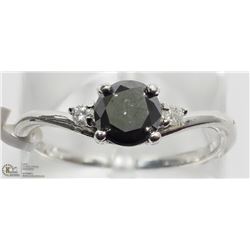 5) 14KT WHITE GOLD BLACK DIAMOND RING