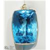 Image 1 : 21) 14KT Y. GOLD BLUE TOPAZ PENDANT NECKLACE