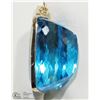 Image 2 : 21) 14KT Y. GOLD BLUE TOPAZ PENDANT NECKLACE