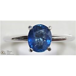 24) 10K WHITE GOLD BLUE SAPPHIRE SOLITAIRE RING
