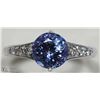 Image 1 : 38) 10K WHITE GOLD TANZANITE & DIAMOND RING