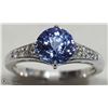 Image 2 : 38) 10K WHITE GOLD TANZANITE & DIAMOND RING