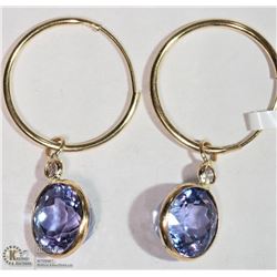 39) 14K YELLOW GOLD TANZANITE & DIAMOND EARRINGS