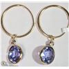 Image 1 : 39) 14K YELLOW GOLD TANZANITE & DIAMOND EARRINGS