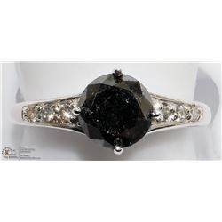 40) 10K WHITE GOLD BLACK & WHITE DIAMOND RING