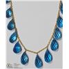 Image 1 : 47) 10K YELLOW GOLD BLUE TOPAZ DROP NECKLACE