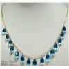 Image 2 : 47) 10K YELLOW GOLD BLUE TOPAZ DROP NECKLACE