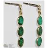 Image 2 : 50) 14K YELLOW GOLD EMERALD & DIAMOND EARRINGS