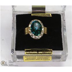 GENUINE SAPPHIRE RING SURROUNDED BY SWAROVSKI