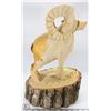 Image 2 : CARVED WOOD RAM/SHEEP BODY ON A BLOCK OF WOOD