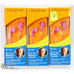 3 NEW PAIRS OF CREATIVE HEADPHONES