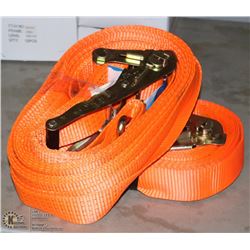 2 ORANGE COLOR 2"X24' LONG NYLON RATCHET TOE DOWNS
