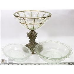 FRUIT BOWL WITH METAL FRAME AND BASE WITH 2 CANDY