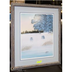 JOSH KOLAY "WOLVES AT DAWN" FRAMED PRINT 3/200