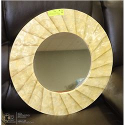20" ROUND YELLOW FINISH DECORATIVE FRAMED MIRROR