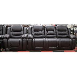 NEW BROWN LEATHERETTE RECLINING SOFA WITH CHAIR