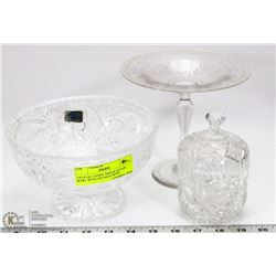 CRYSTAL CANDY DISH & SUGAR BOWL WITH LID SOLD WITH