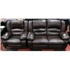 Image 1 : BROWN LEATHERETTE RECLINING LOVE SEAT WITH CHAIR