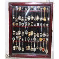 VINTAGE SPOONS IN GLASS CASE