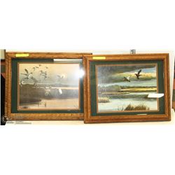 SET OF 2 FRAMED & SIGNED PRINTS OF DUCKS BY