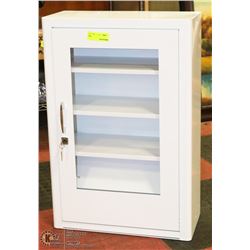 WHITE WALL MOUNT STORAGE CABINET WITH KEY