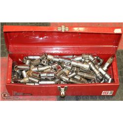 RED TOOL BOX WITH ASSORTED CONTENTS