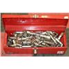 Image 1 : RED TOOL BOX WITH ASSORTED CONTENTS
