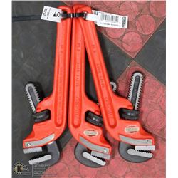 LOT OF 3 HEAVY DUTY RIDGID 12" HD END WRENCHES
